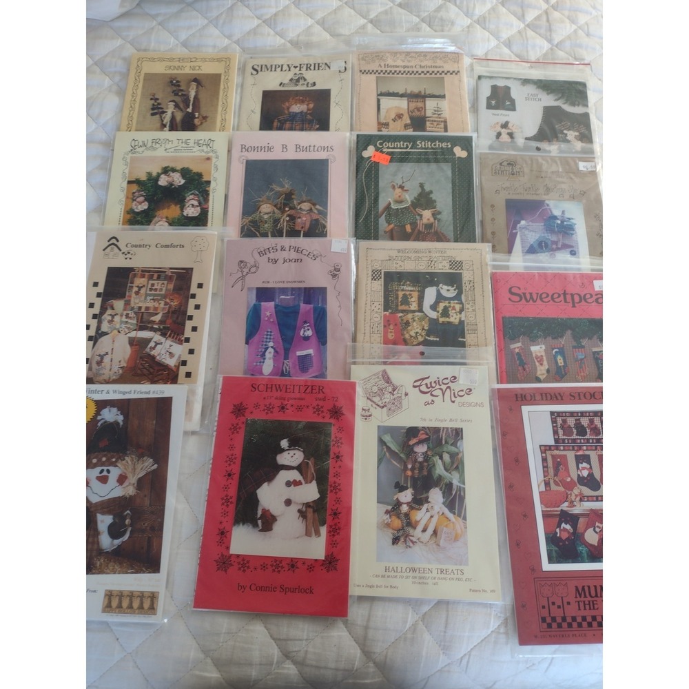Lot 26 Vtg Craft Sewing Patterns 90s Holiday Christmas Fall Thanksgiving Decor